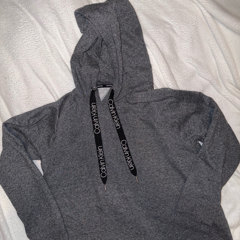 Calvin Klein Charcoal Hoodie with Logo Drawstrings